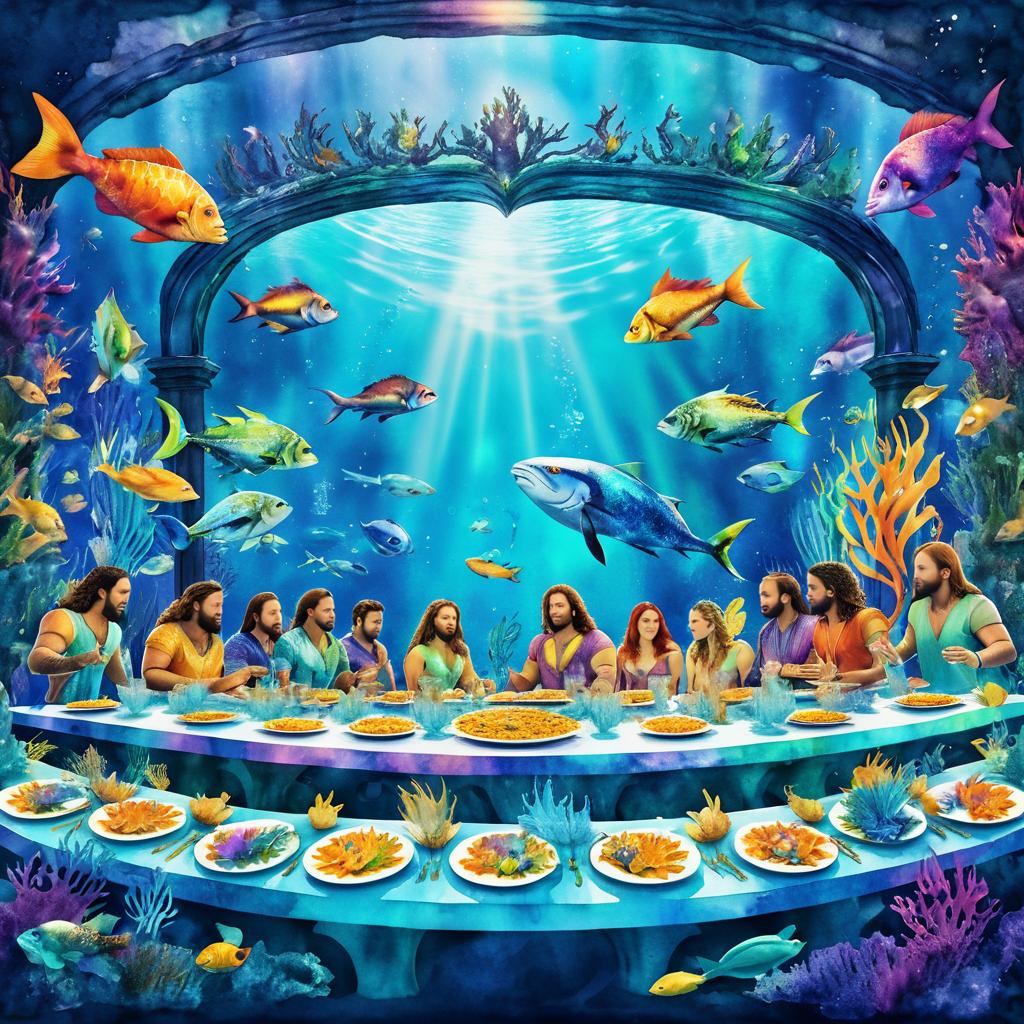 Underwater Last Supper with Merfolk