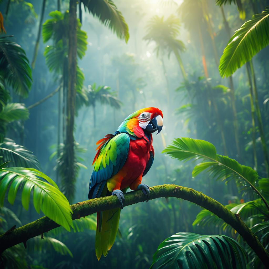 Vibrant Parrot in Tropical Rainforest