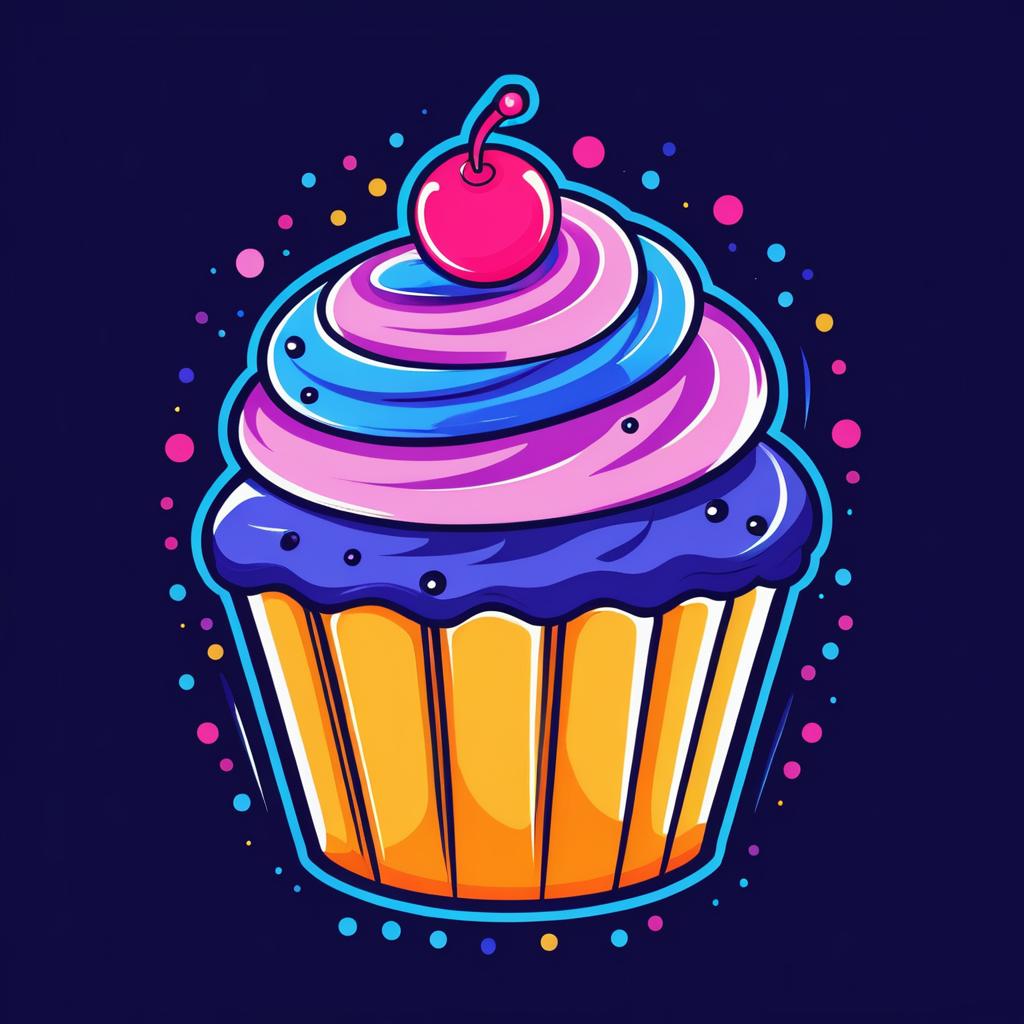 Cute Cupcake Cartoon for T-Shirt Design