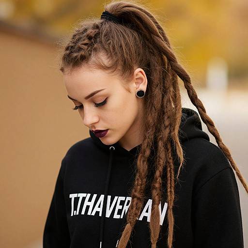 Portrait of Woman with Brown Dreadlocks