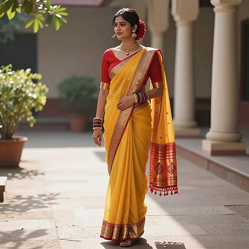 Elegant Indian Woman in Traditional Saree