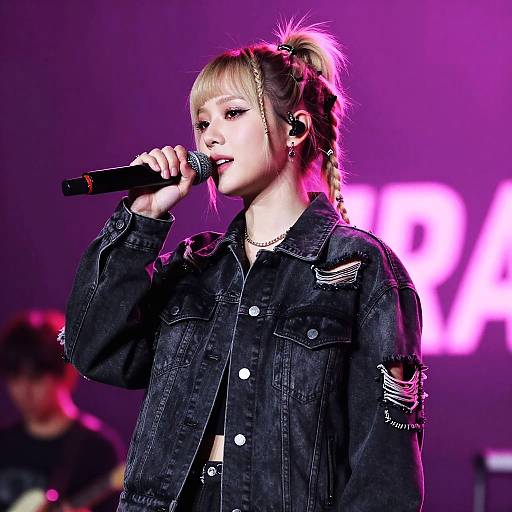 Female Musician with Neon Mullet Style