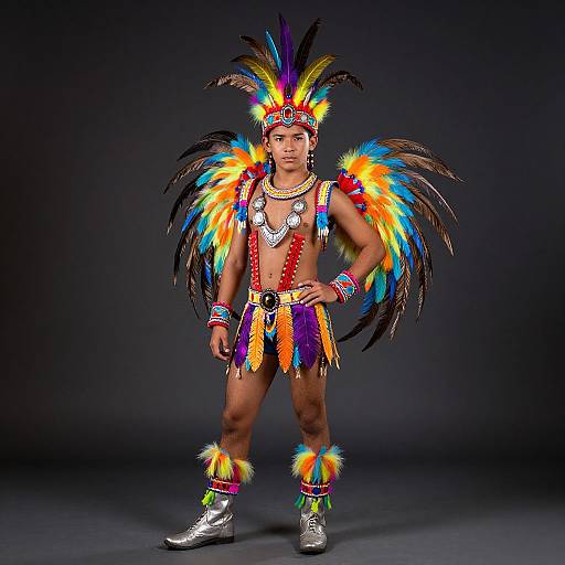 Colorful Feathered Costume Boy