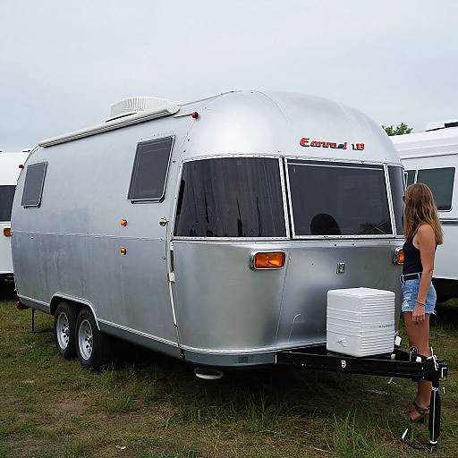 Classic Silver Airstream Trailer Scene
