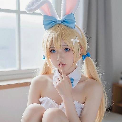 Blonde with Bunny Ears by Window