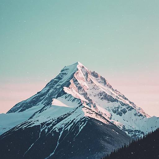 Serene Snowy Mountain Landscape in Pastels