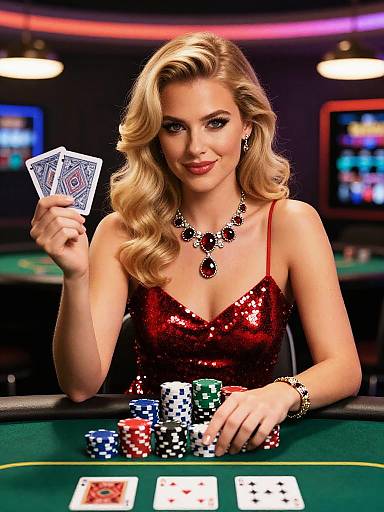 Glamorous Woman Playing Poker
