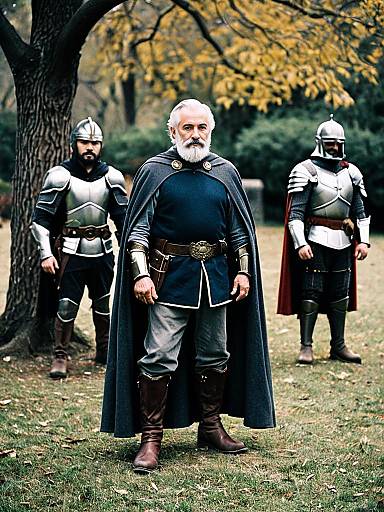 Bearded Old Man in Armor Costume