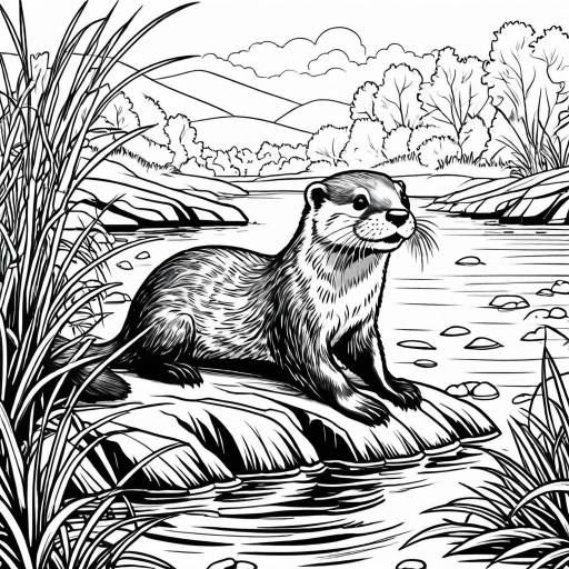 Playful Otter by Riverside Coloring Page