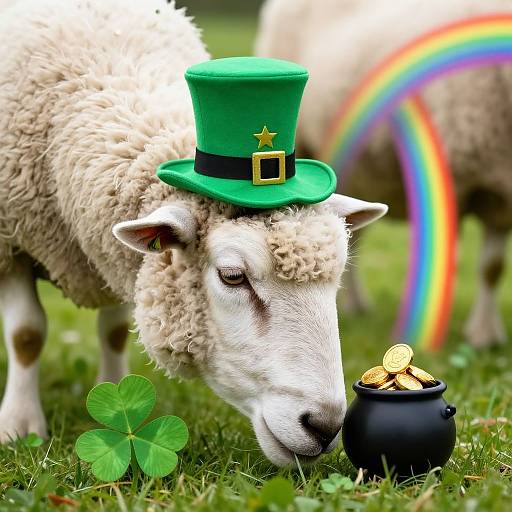 Hyperrealistic Irish Sheep Grazing Scene