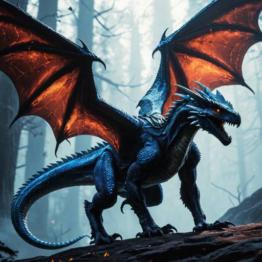 Iridescent Ember-Glazed Sapphire Wyvern Design Iridescent Ember-Glazed Sapphire Wyvern Design