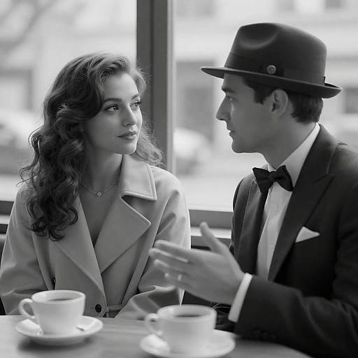 Vintage Style Couple Having Coffee