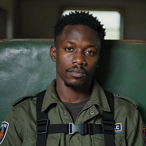 Young Man in Military-Style Jacket