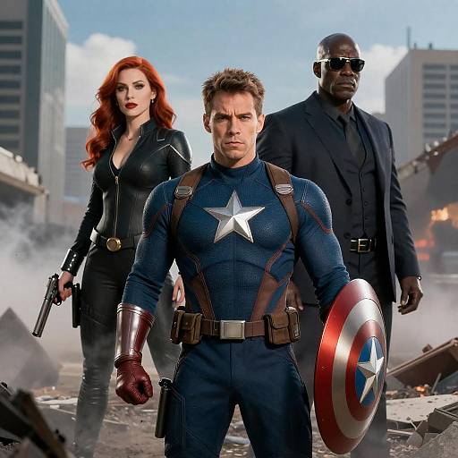 Epic Heroes Amidst Urban Ruins