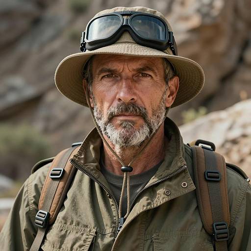 Photorealistic Portrait of Rugged Hiker