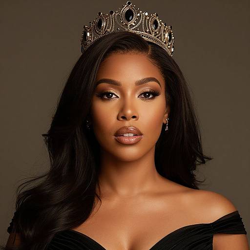 Regal Woman in Crown and Black Dress