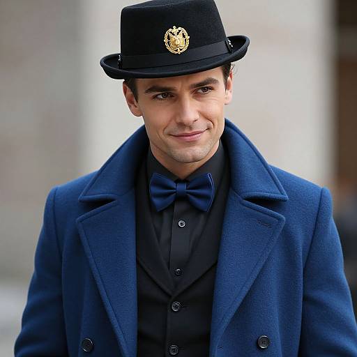 Confident Man in Blue Coat