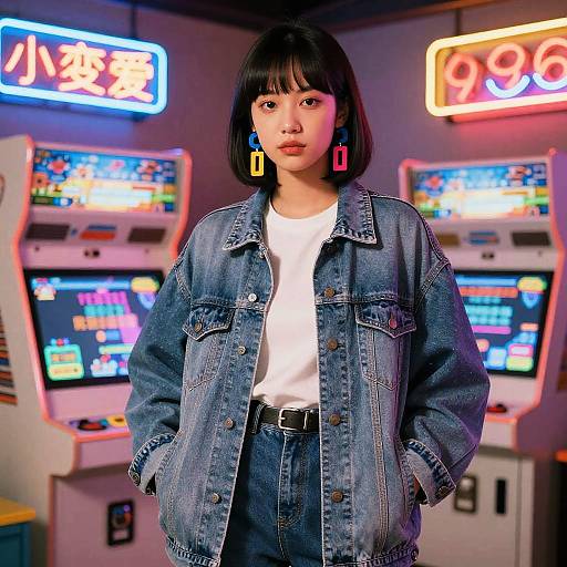 80s Arcade Style Model with Neon