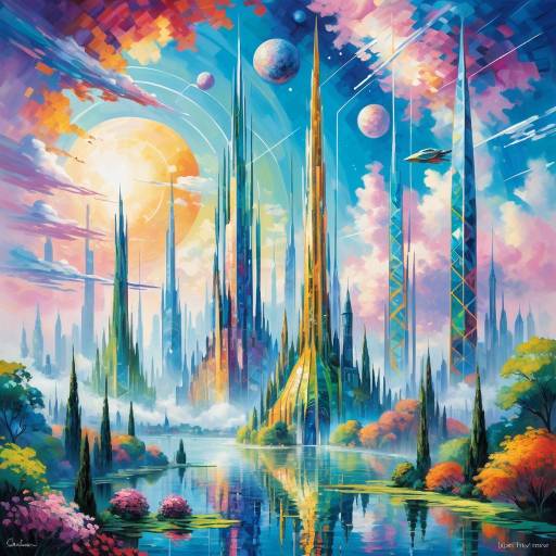 Futuristic Cityscape in Monet's Style Futuristic Cityscape in Monet's Style