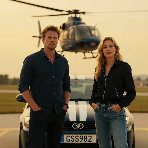 Dynamic Duo Under Helicopter Spotlight