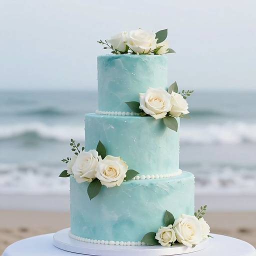 Ethereal Aqua Blue Wedding Cake