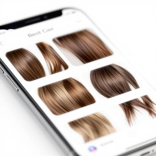 Close-up photograph of a smartphone screen displaying a white background with six blurred images of various brown-haired heads.