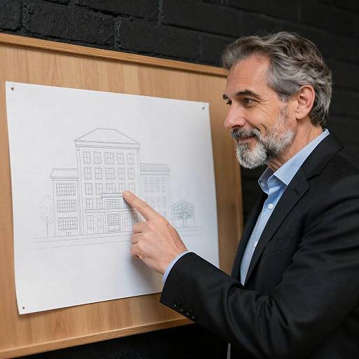 Architect Reviewing Building Blueprint