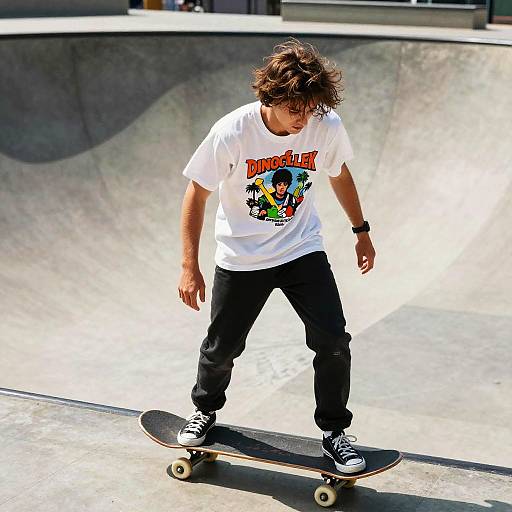 Edgy Male Skateboarder in Harsh Sun