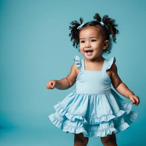 Happy Toddler Girl in Blue Dress