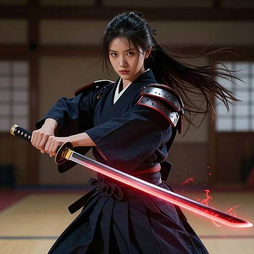 Samurai Girl with Glowing Katana