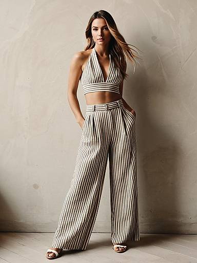 Chic Parisian Fashion: Striped Two-Piece Style