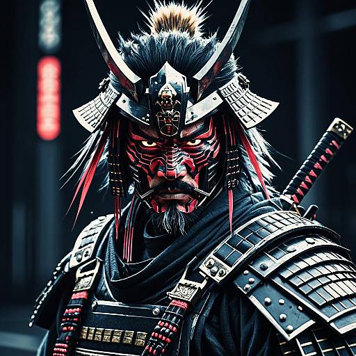 Cybernetic Samurai Warrior Portrait