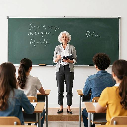 Elderly Teacher in Modern Classroom