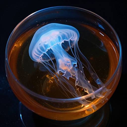 Glowing Jellyfish in Amber Bowl