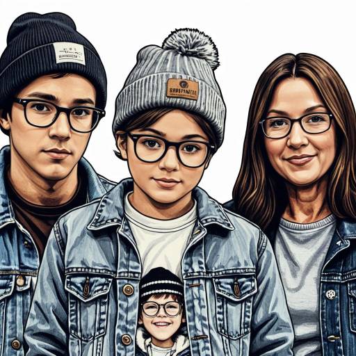 Family Portrait in Denim and Beanies