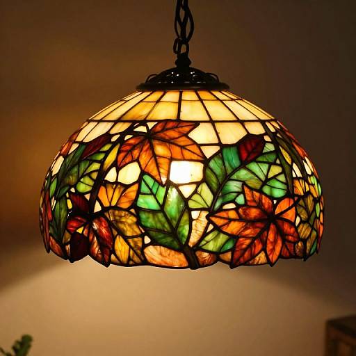 Vintage Tiffany-Style Autumn Leaf Lamp
