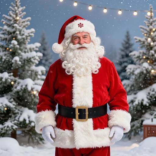 Classic Santa in Cozy Winter Wonderland