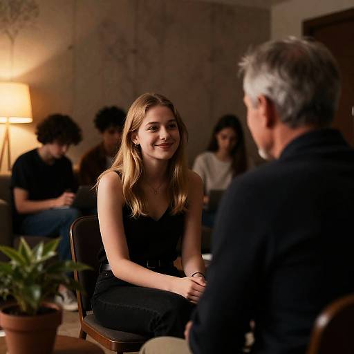 Warm Gathering in a Dimly Lit Room