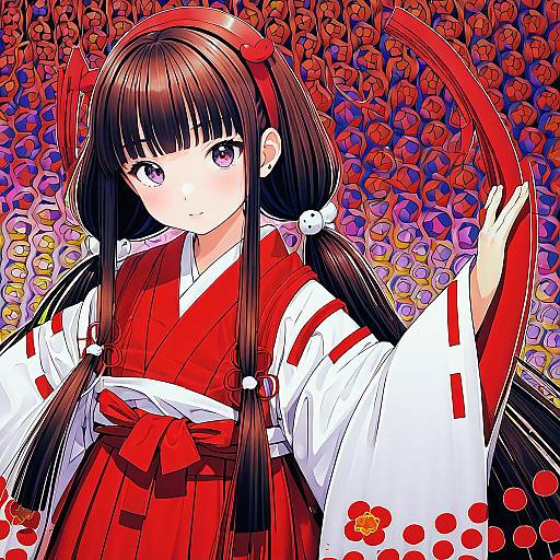 Illustration of Amayadori machi, kumamiko in the style of Hanato (seonoaiko)