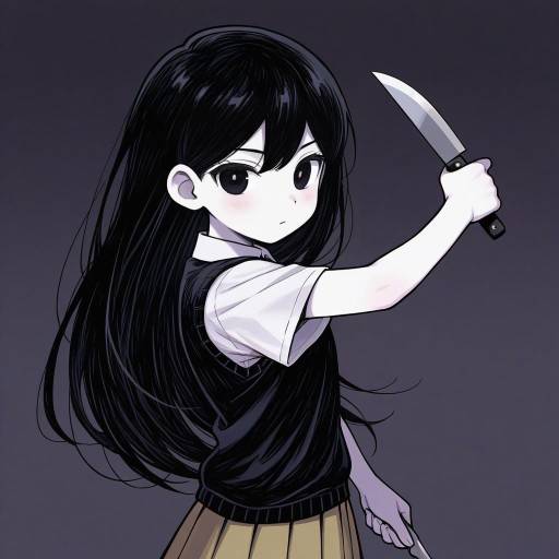 Dark Omori Character with Knife