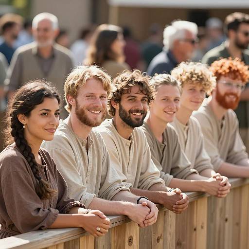 Cheerful Gathering by the Wooden Fence