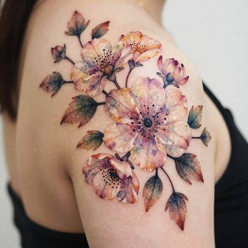 Delicate Floral Shoulder Tattoo Design