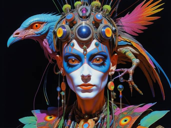 Baroque Portrait of Cyborg Shaman Goddess