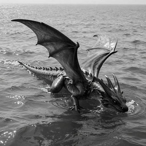 Majestic Dragon-Like Creature Over Ocean