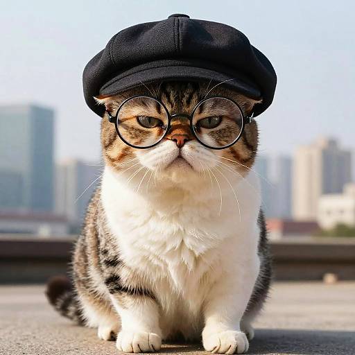 Spoiled Cat Caricature with Accessories