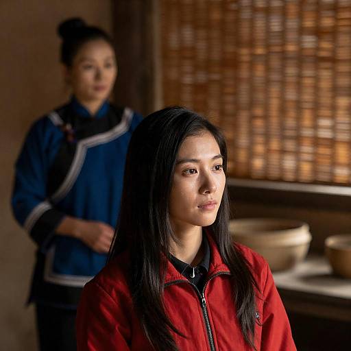 Elegant Portrait of Asian Women in Rustic Setting