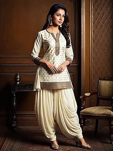 Regal Woman in Dhoti Suit Salwar