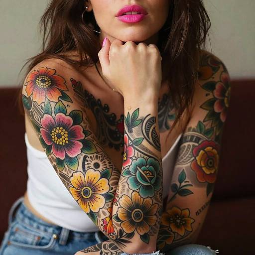Vibrantly Tattooed Woman Portrait