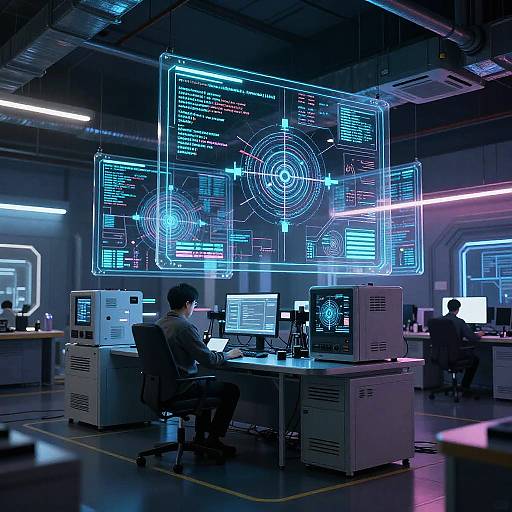 Ultra-Modern AI Lab with Neon Cyberpunk