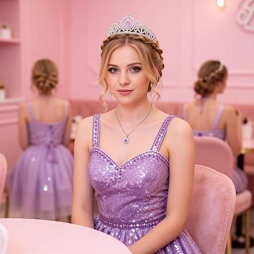 Young Woman in Lavender Sequin Dress